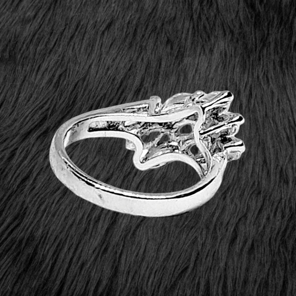 .Triple Row of Brilliant Cut CZ Stones Sterling Silver Ring - Picture 4 of 7